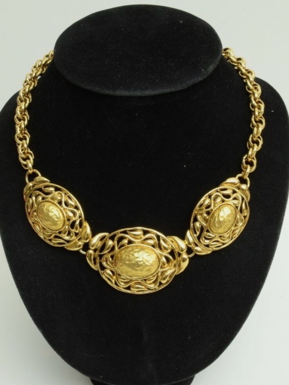 Yves Saint Laurent Gold-Tone Filigree Medallion Necklace